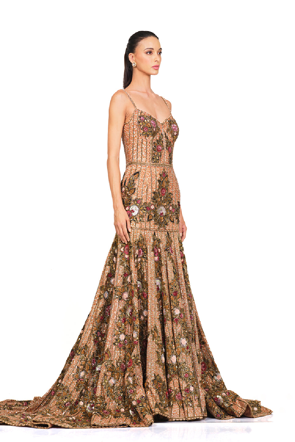 Gold heavily embroidered gown