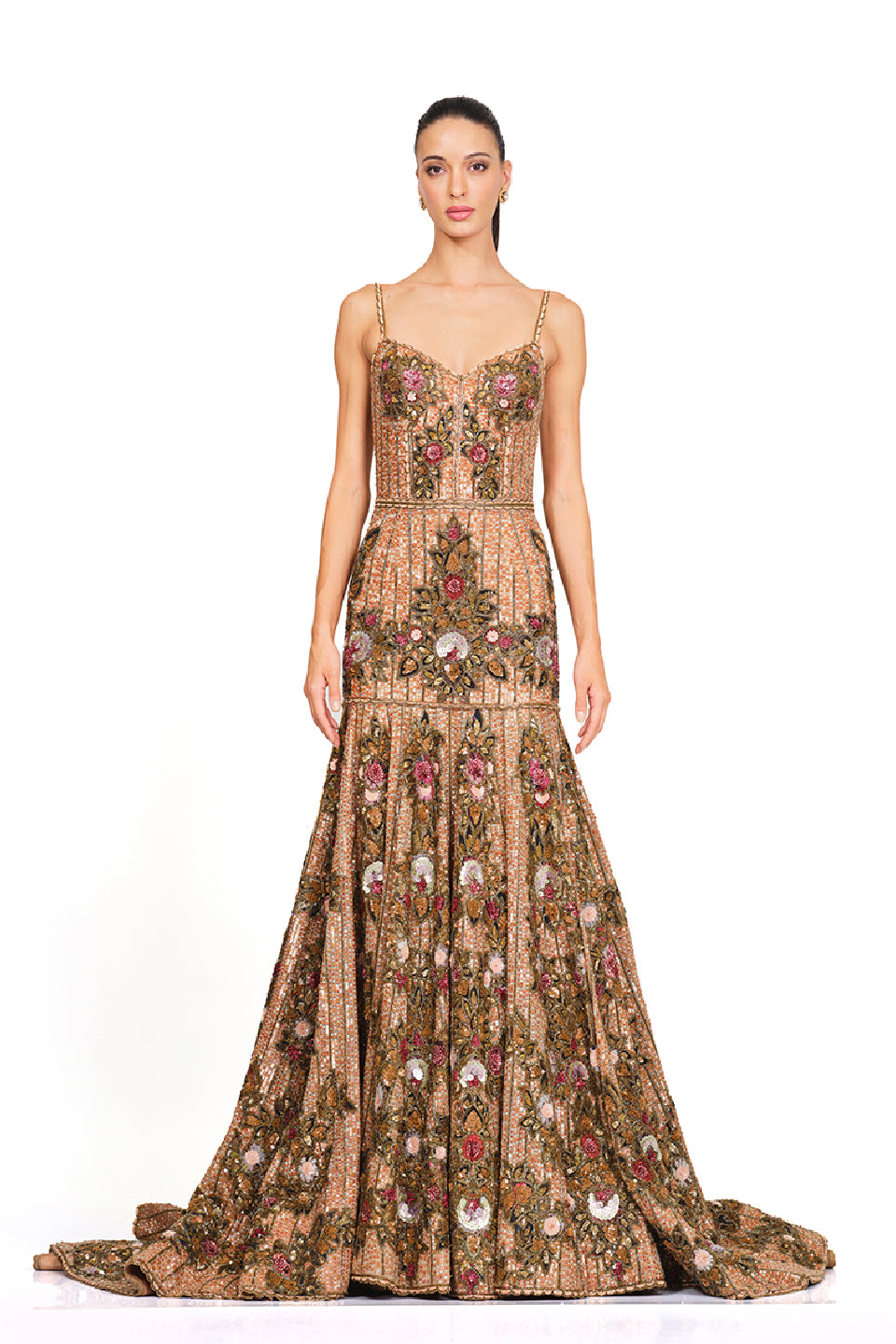 Gold heavily embroidered gown