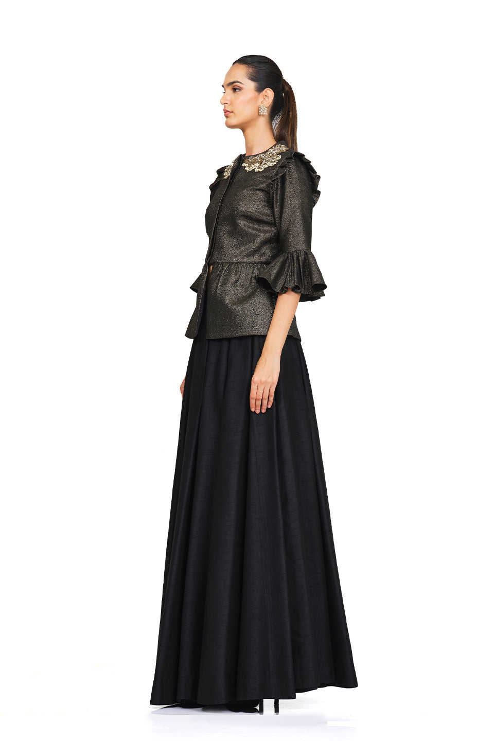 Embellished Jacket Shirt Set