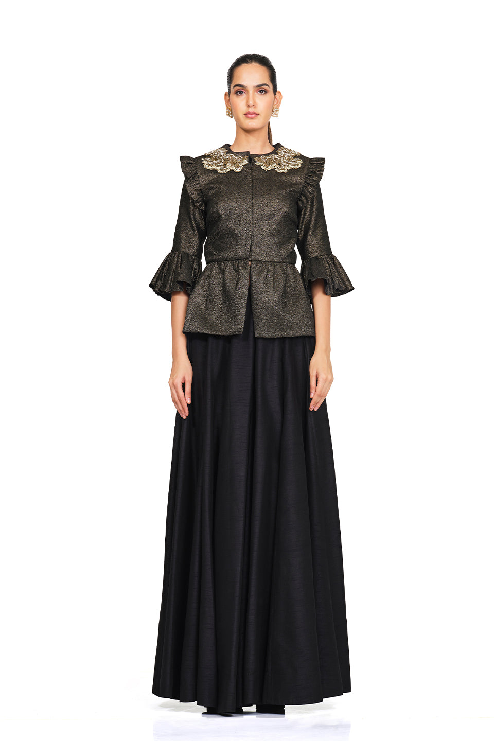 Embellished Jacket Shirt Set