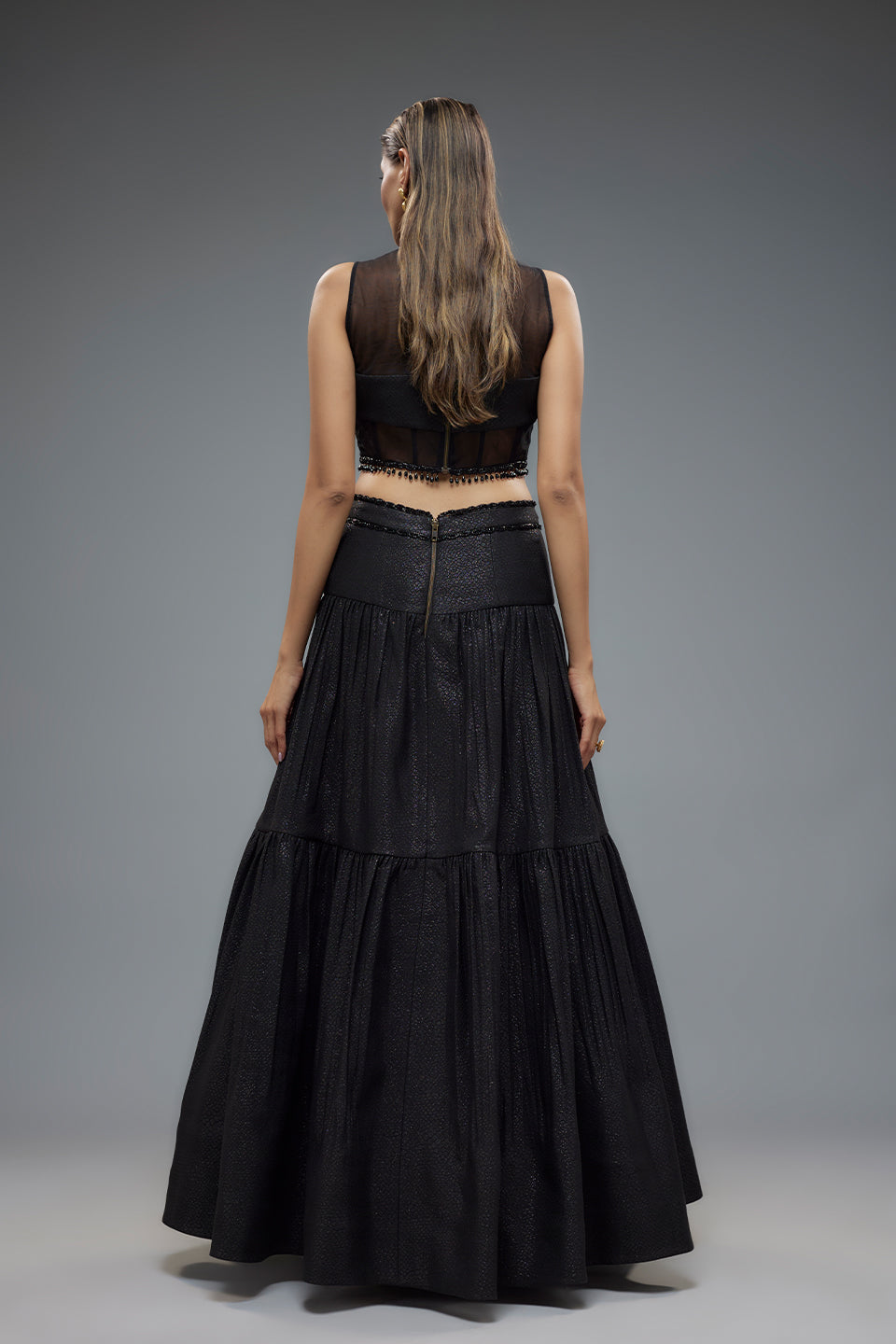 Black Patch work blouse and Lehenga set