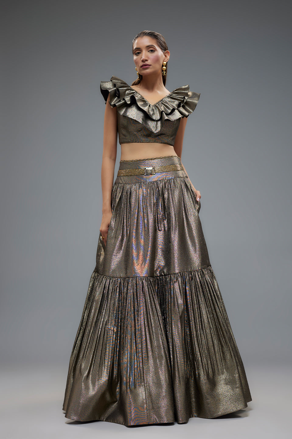 Ruffle Blouse And Lehenga Set