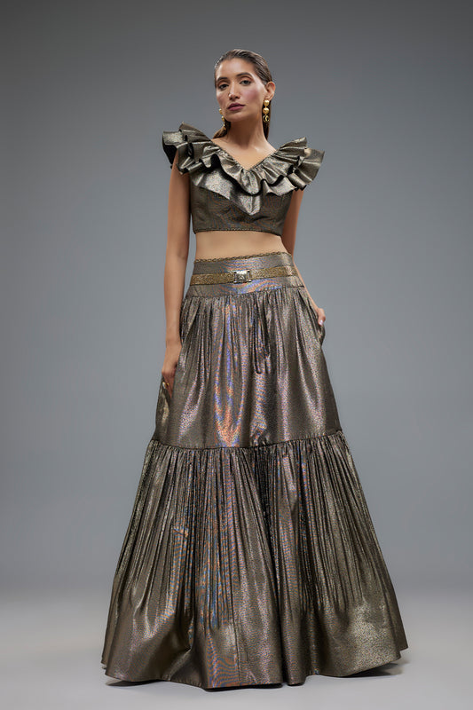 Ruffle Blouse And Lehenga Set