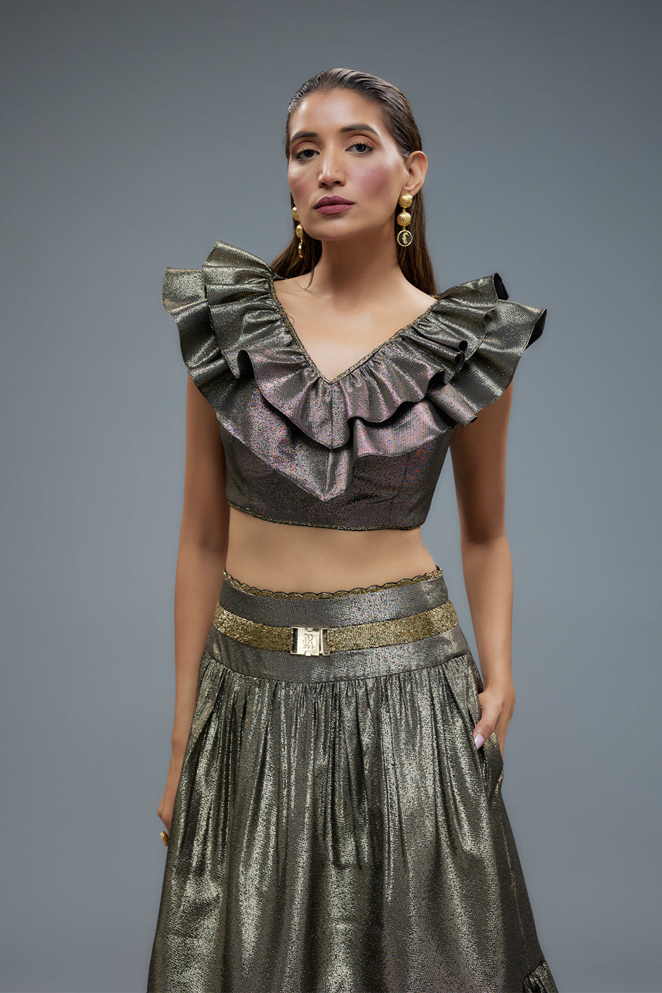 Ruffle Blouse And Lehenga Set