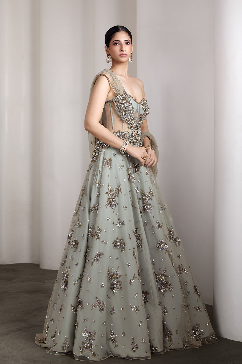 Grey Corset Fit Gown