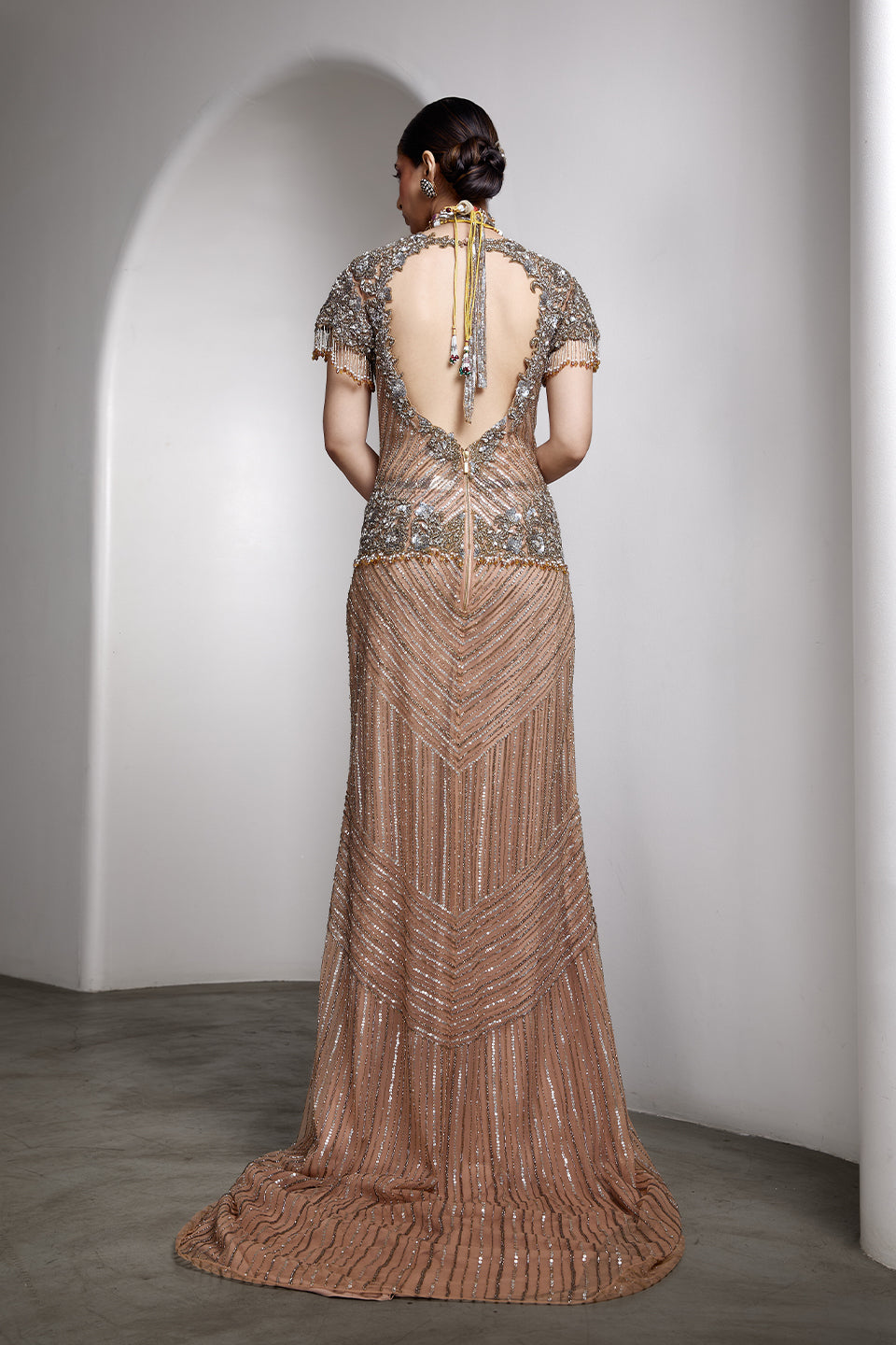 V-neck Embroidered Gown