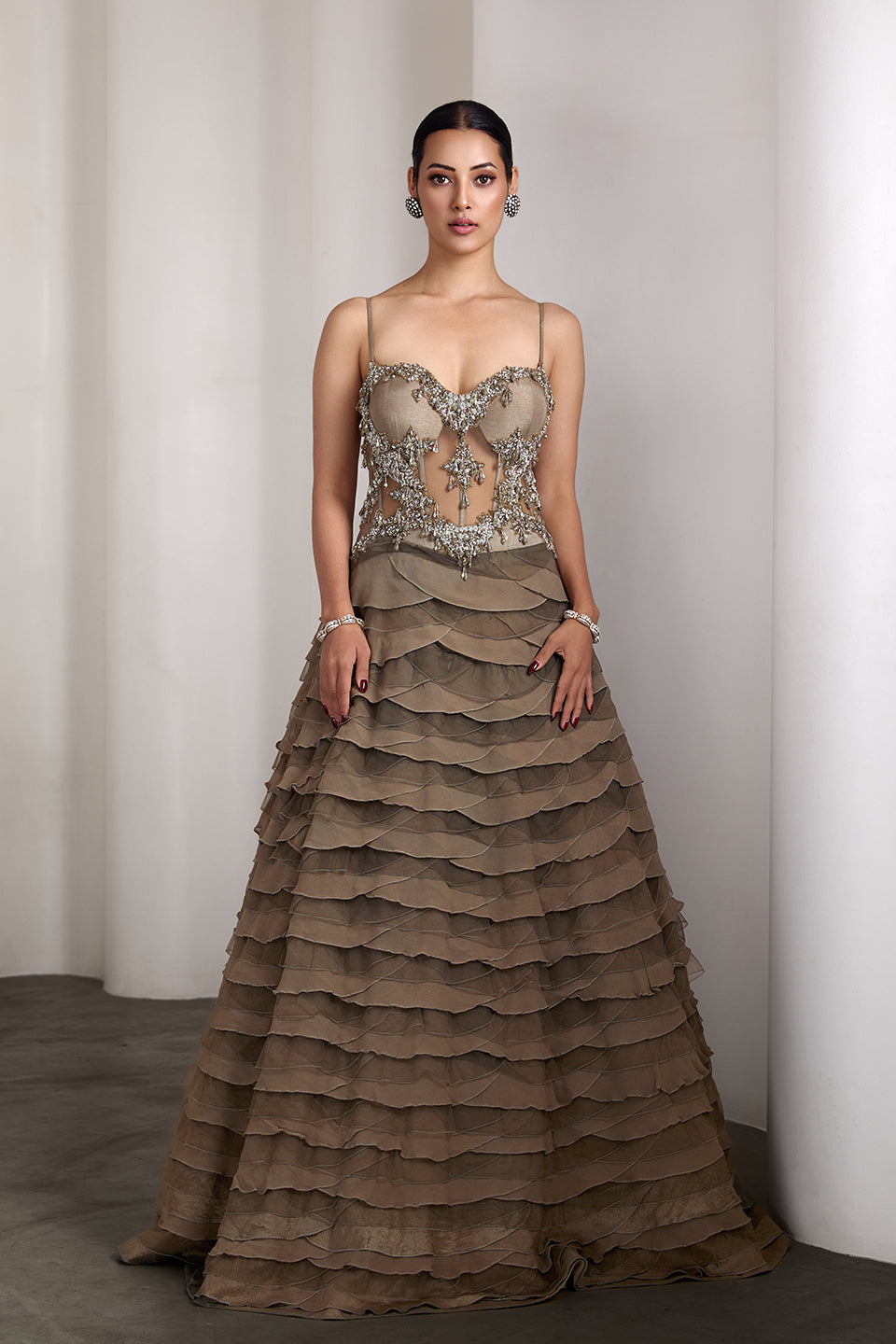 Olive corset fit gown