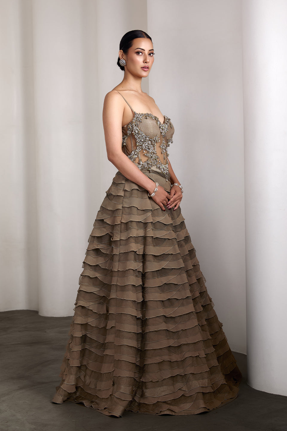 Olive corset fit gown