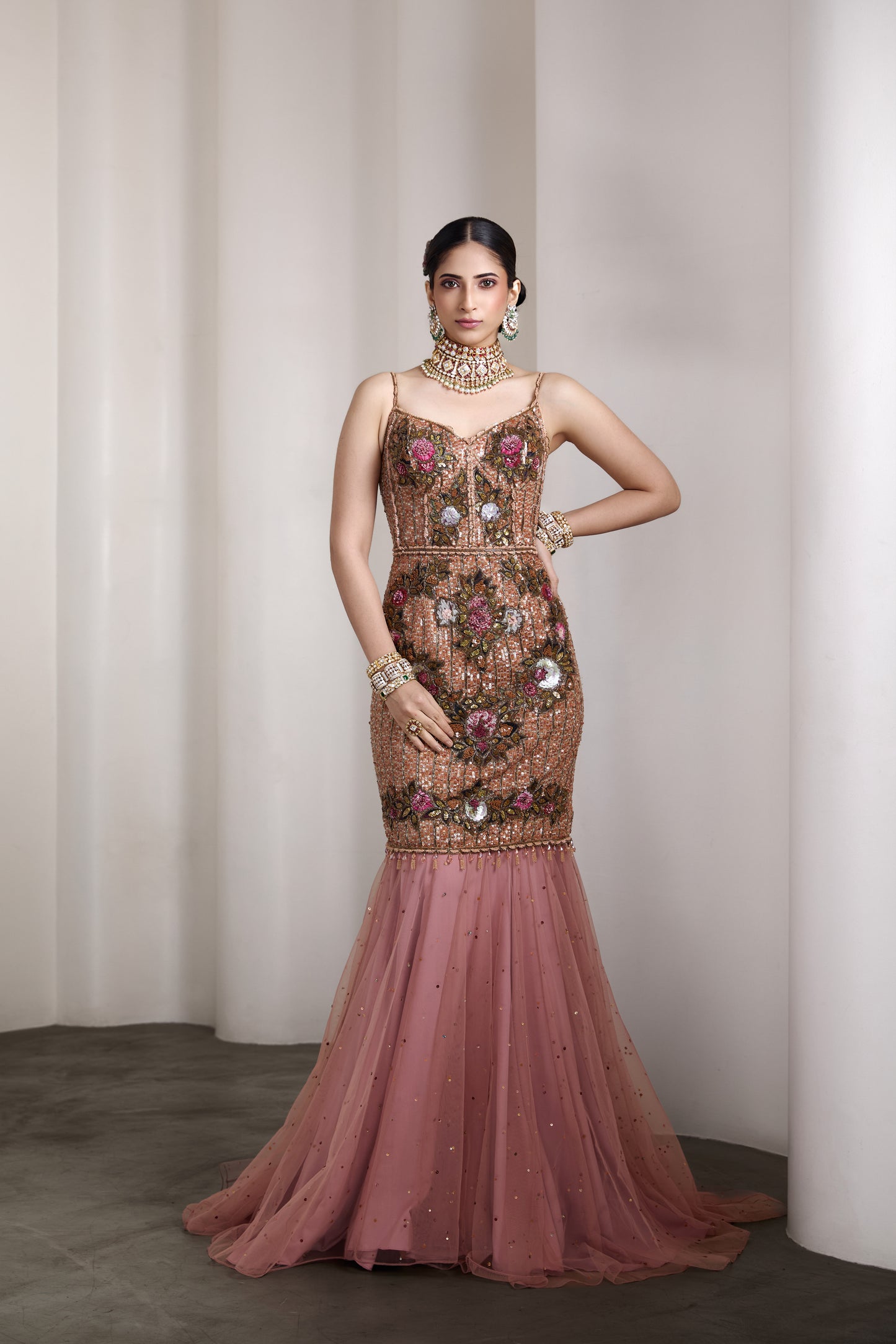 Pink flared gown
