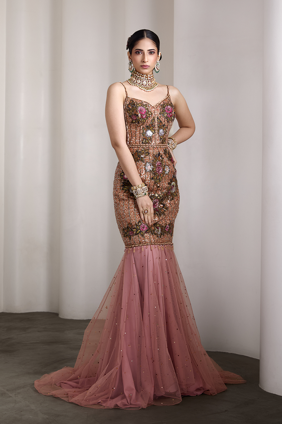 Pink flared gown
