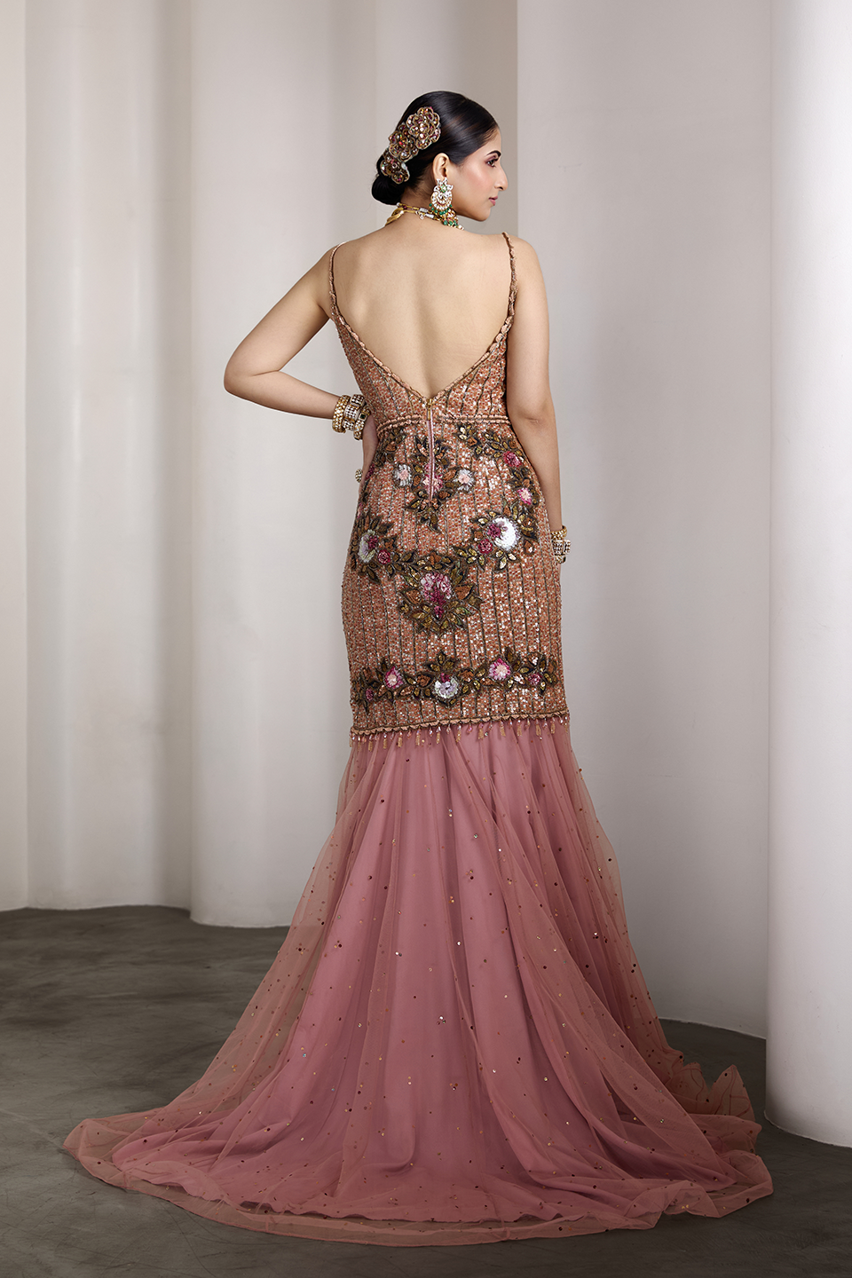 Pink flared gown