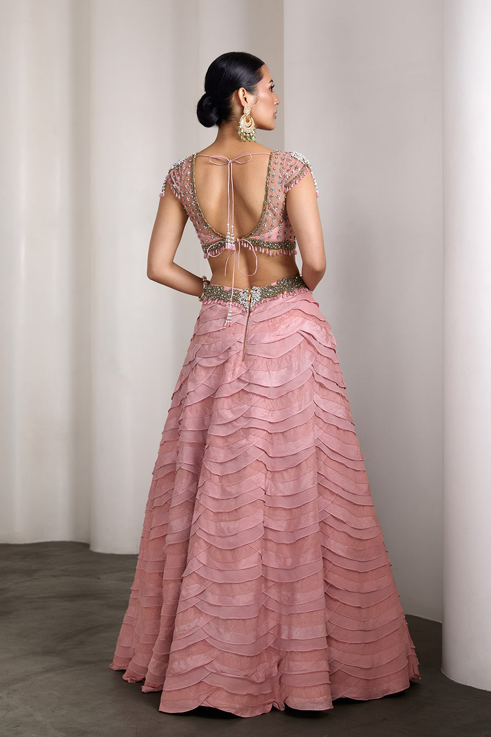 Pink ruffle lehenga set