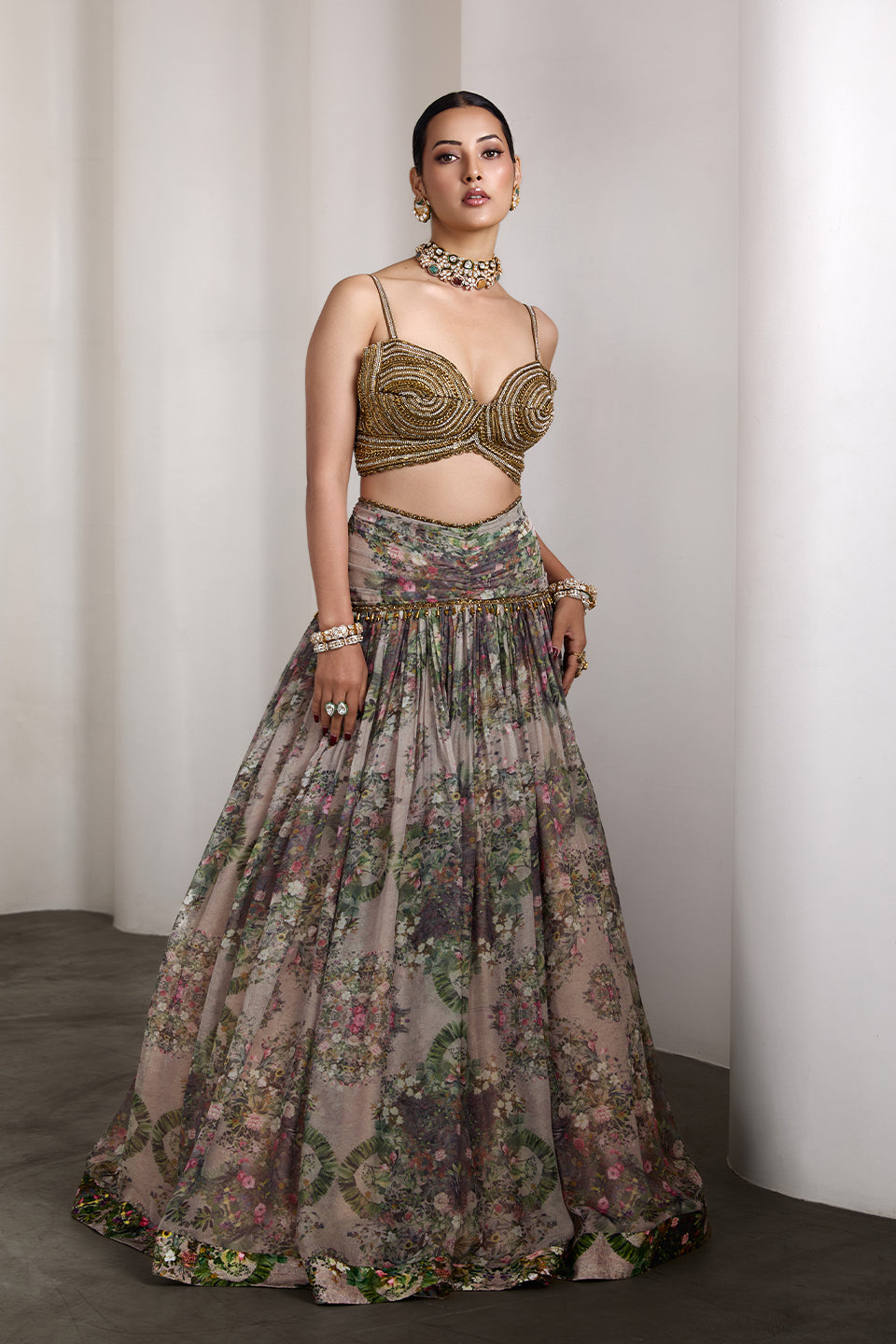 Paisley beige lehenga set