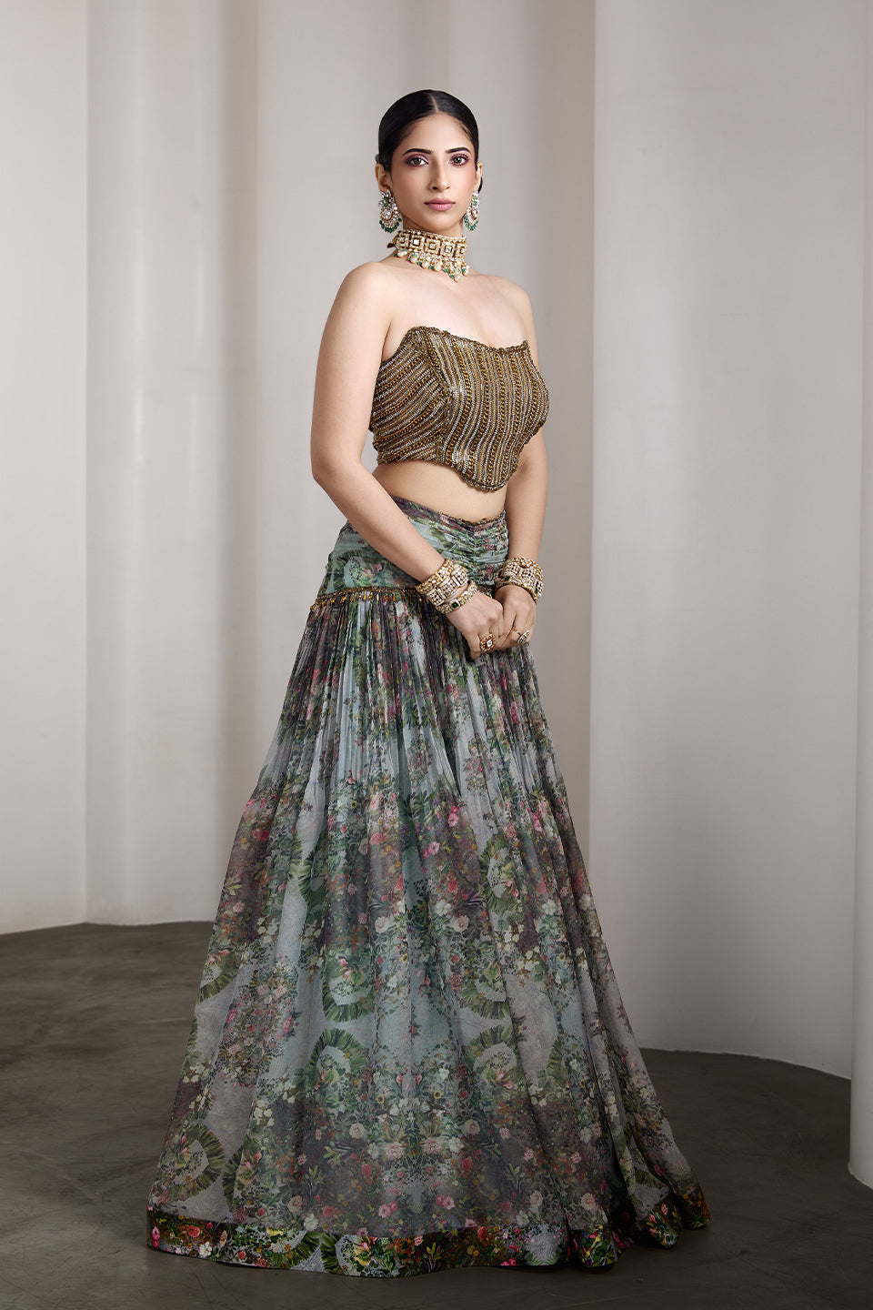 Paisley blue lehenga set