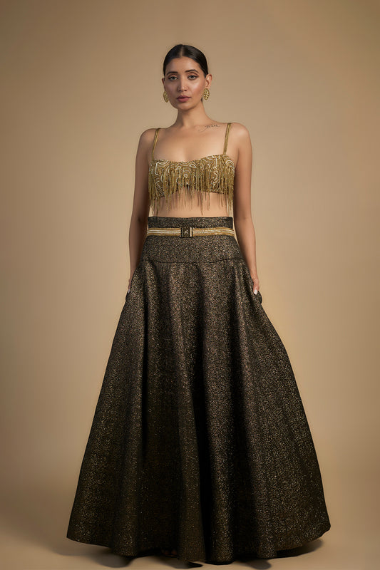 Gold Chain Blouse and Lehenga Set