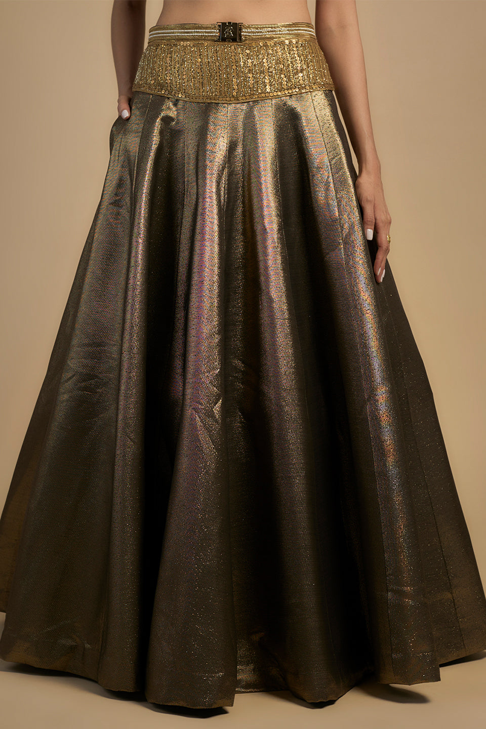 Gold sequins and Chain Blouse lehenga set