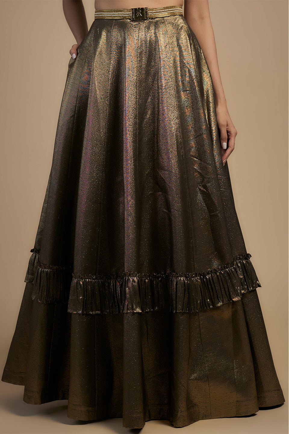 Gold handcrafted bustier lehenga set