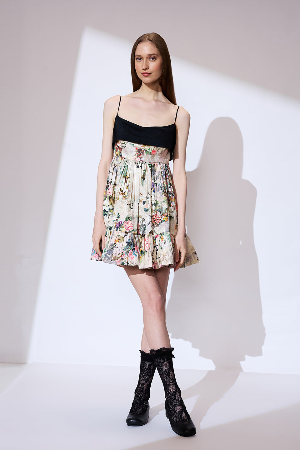 Ivory printed short dress