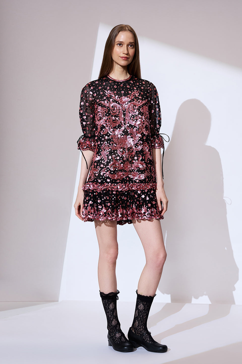 Pink sequinned short dress