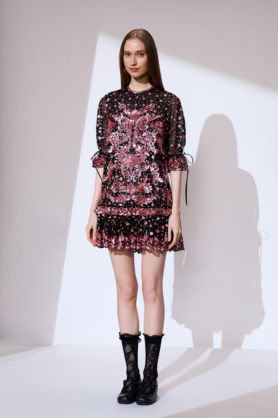 Pink sequinned short dress