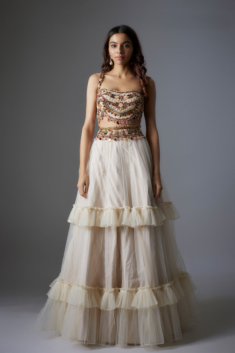 Ivory Embroidered Lehenga Set