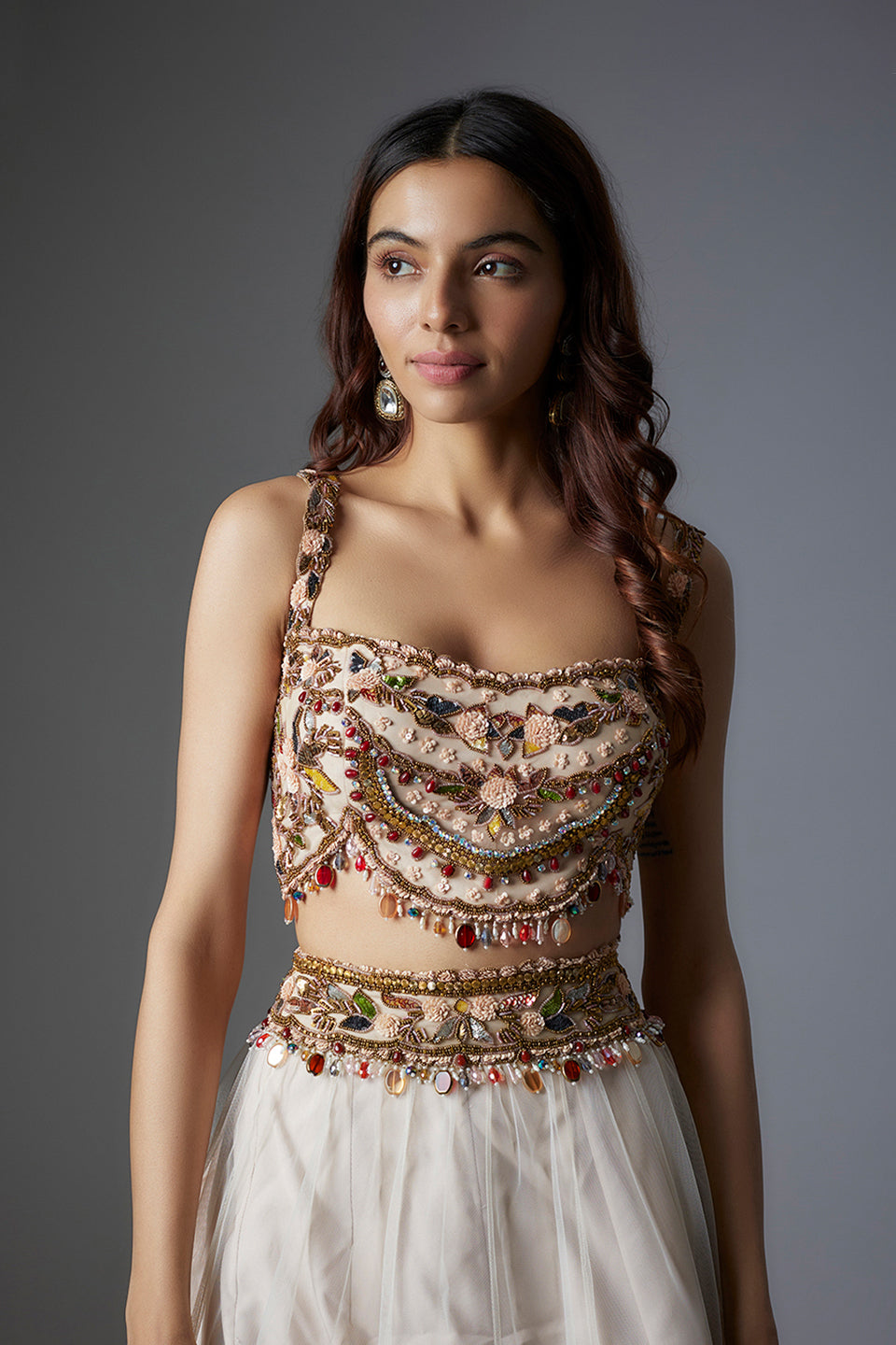 Ivory Embroidered Lehenga Set