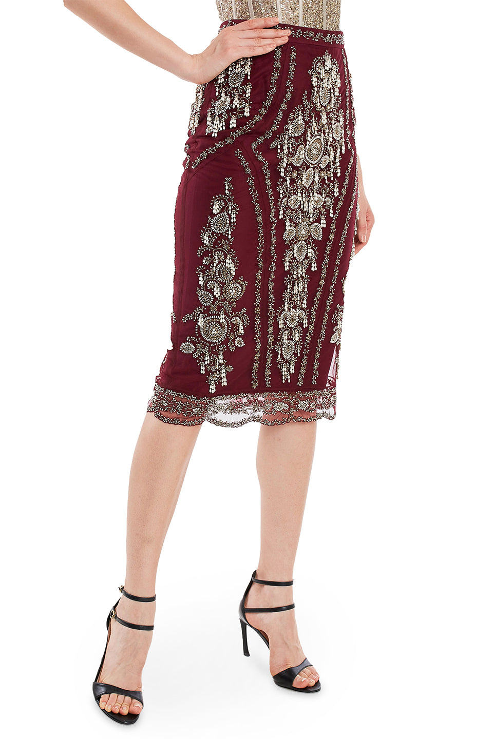 Maroon pencil skirt