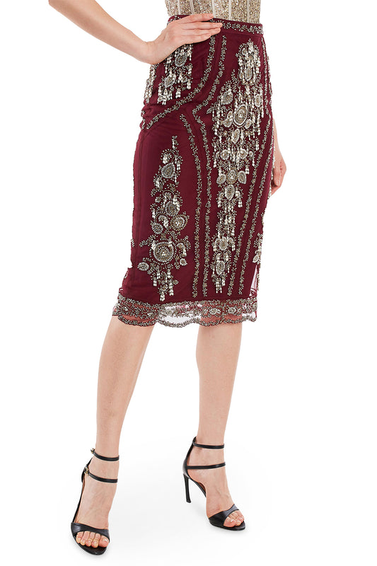 Maroon pencil skirt