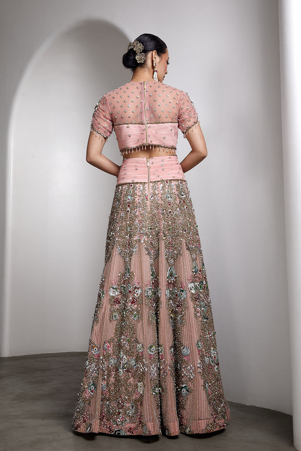 Pink embroidered lehenga set