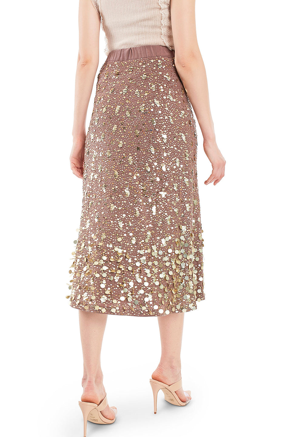 hand embroidered crepe sequin skirt