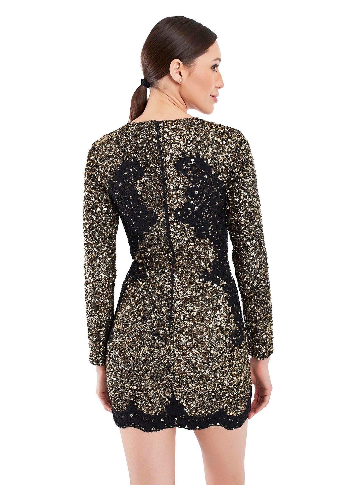 Gold sequins dress with embroidery