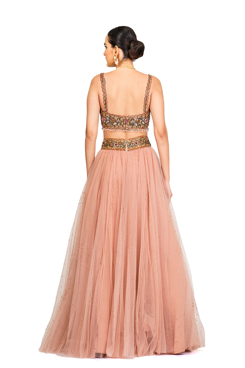 Rose Pink Lehenga with Embroidered Bustier