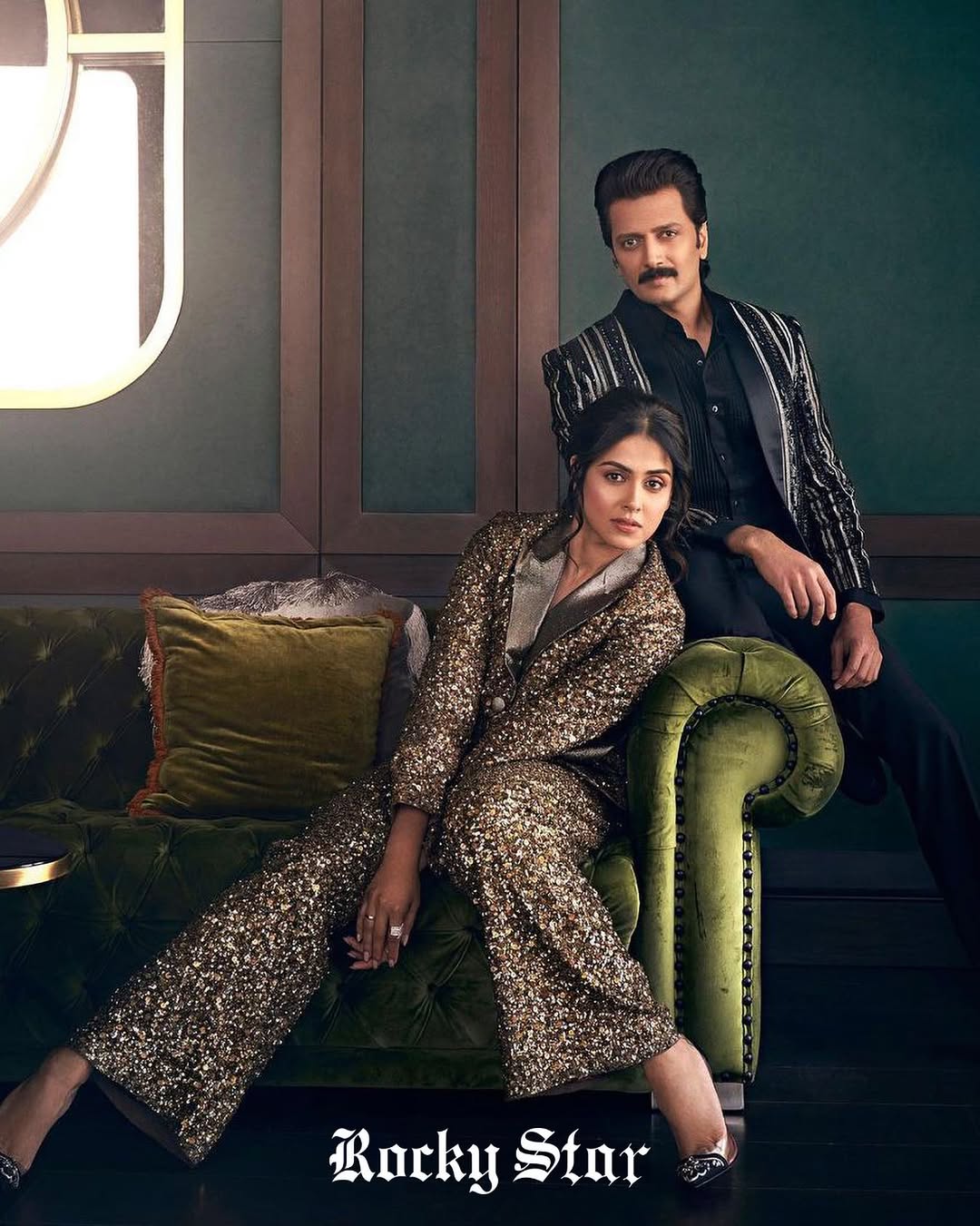 Genelia D'Souza in Gold sequin blazer and trouser