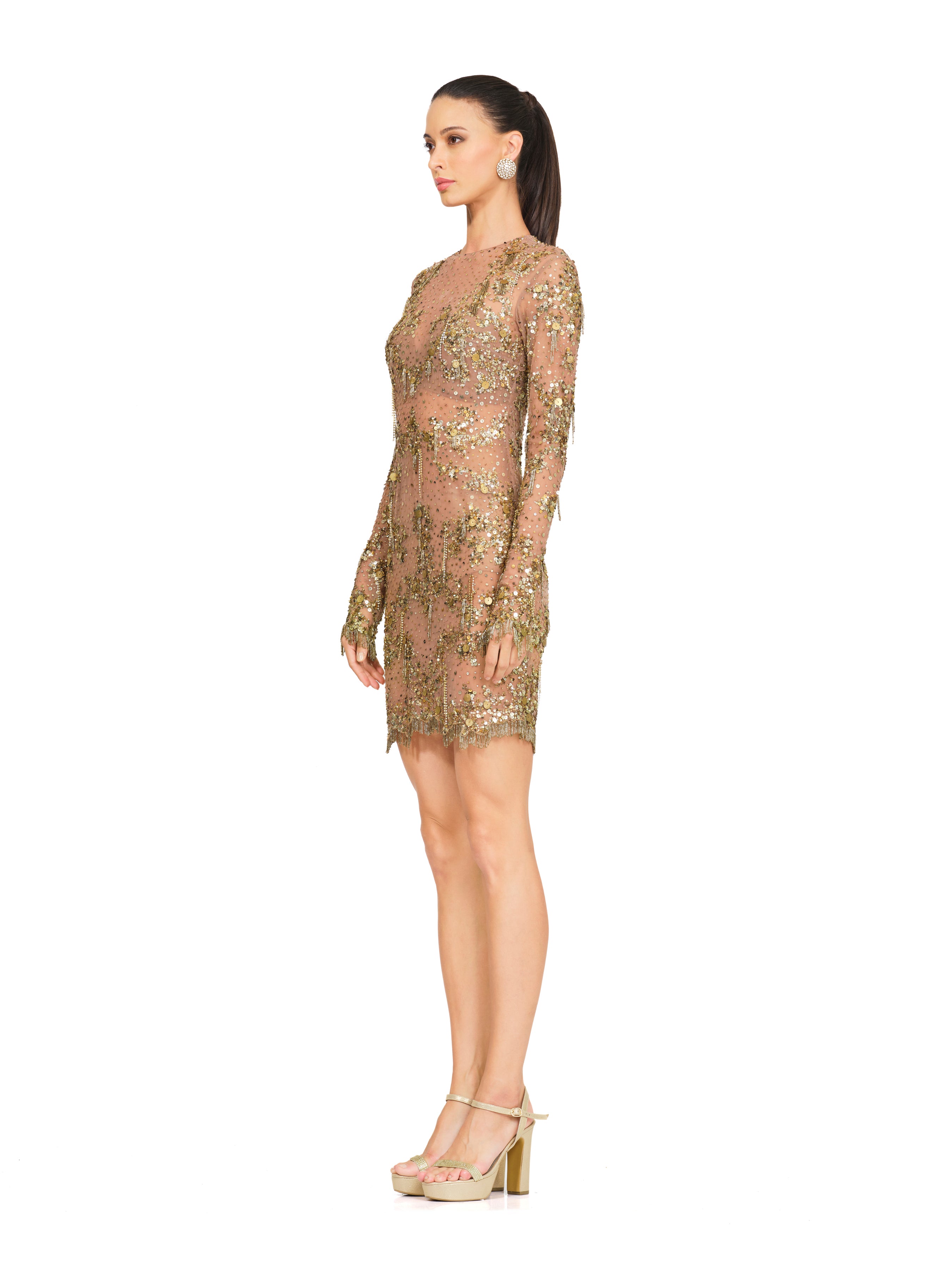 Sheer star dress on sale gold