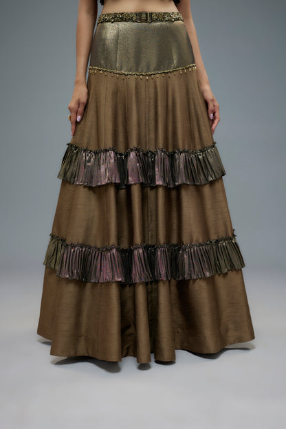 Silk Lehenga with frill blouse