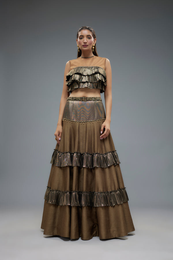 Silk Lehenga with frill blouse