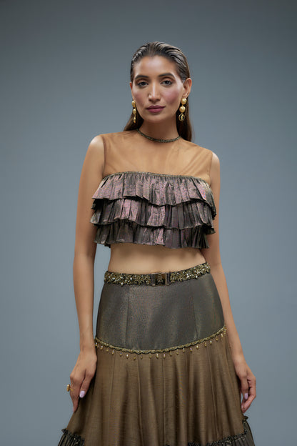 Silk Lehenga with frill blouse