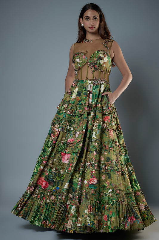 Embroidered Corset Gown