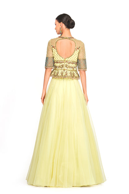 Tulle lehenga with peplum blouse
