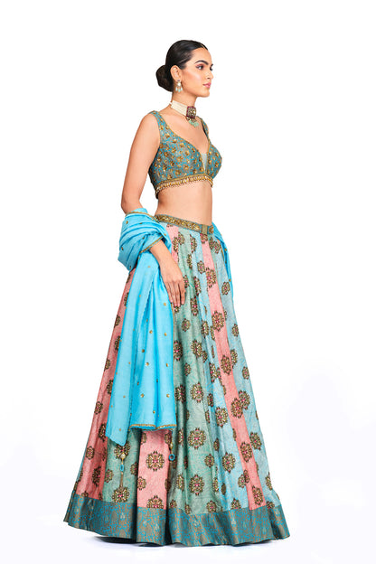 Silk Lehenga with Brocade Blouse No Price
