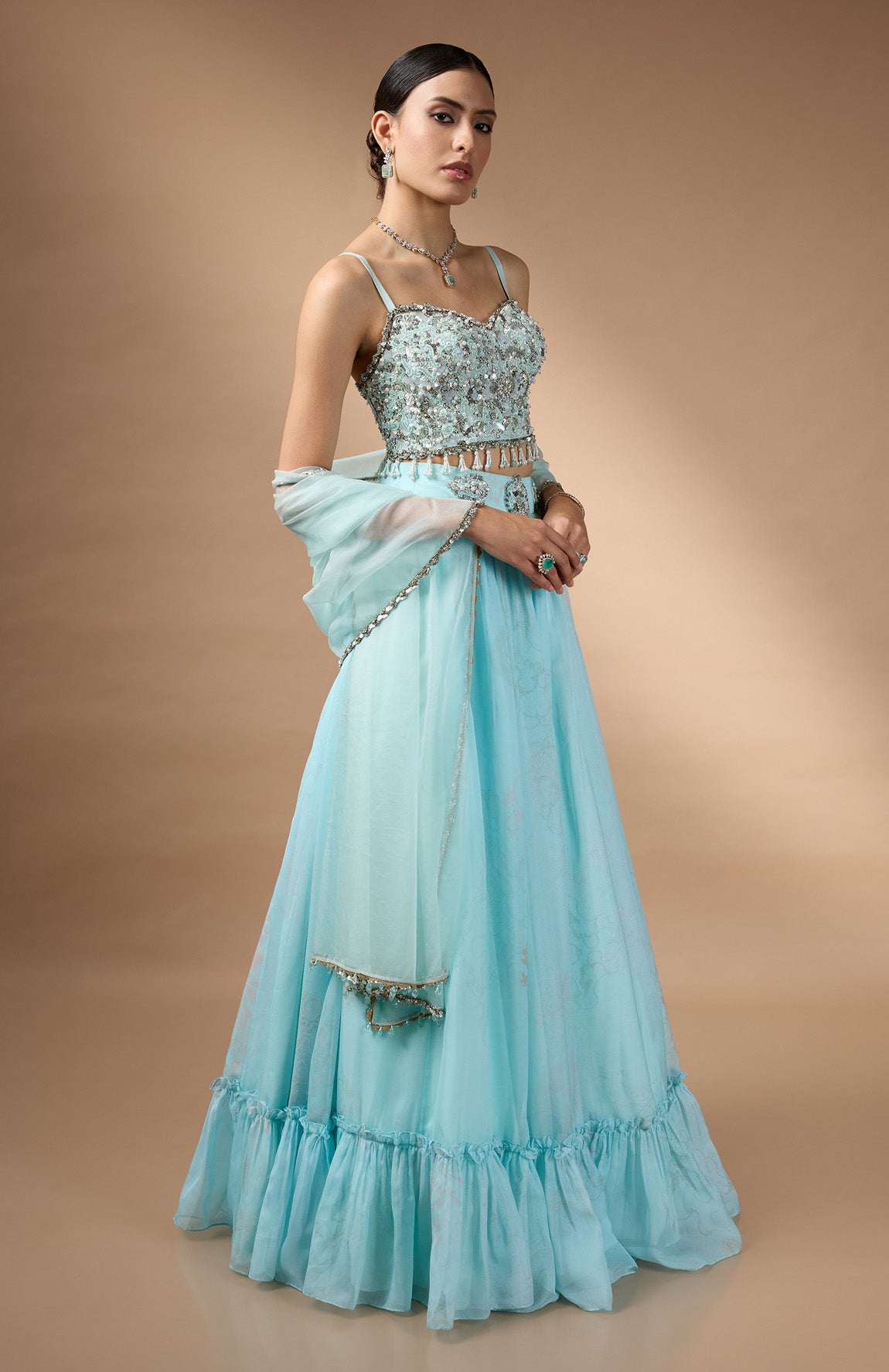 Blue Printed Lehenga set