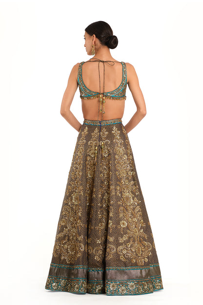 Sequin Embroidered Lehenga & Blouse with Dupatta