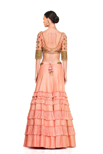 Silk Lehenga with Sequin Embroidered Blouse
