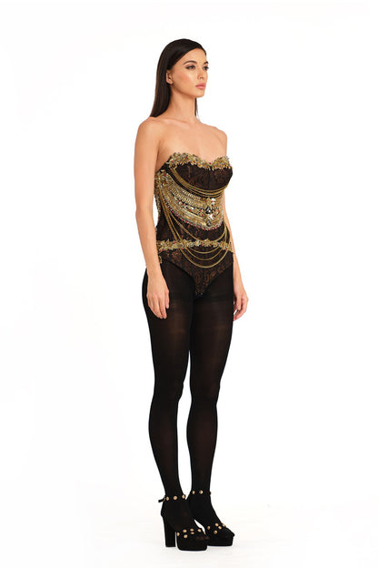 Brocade jewelled corset