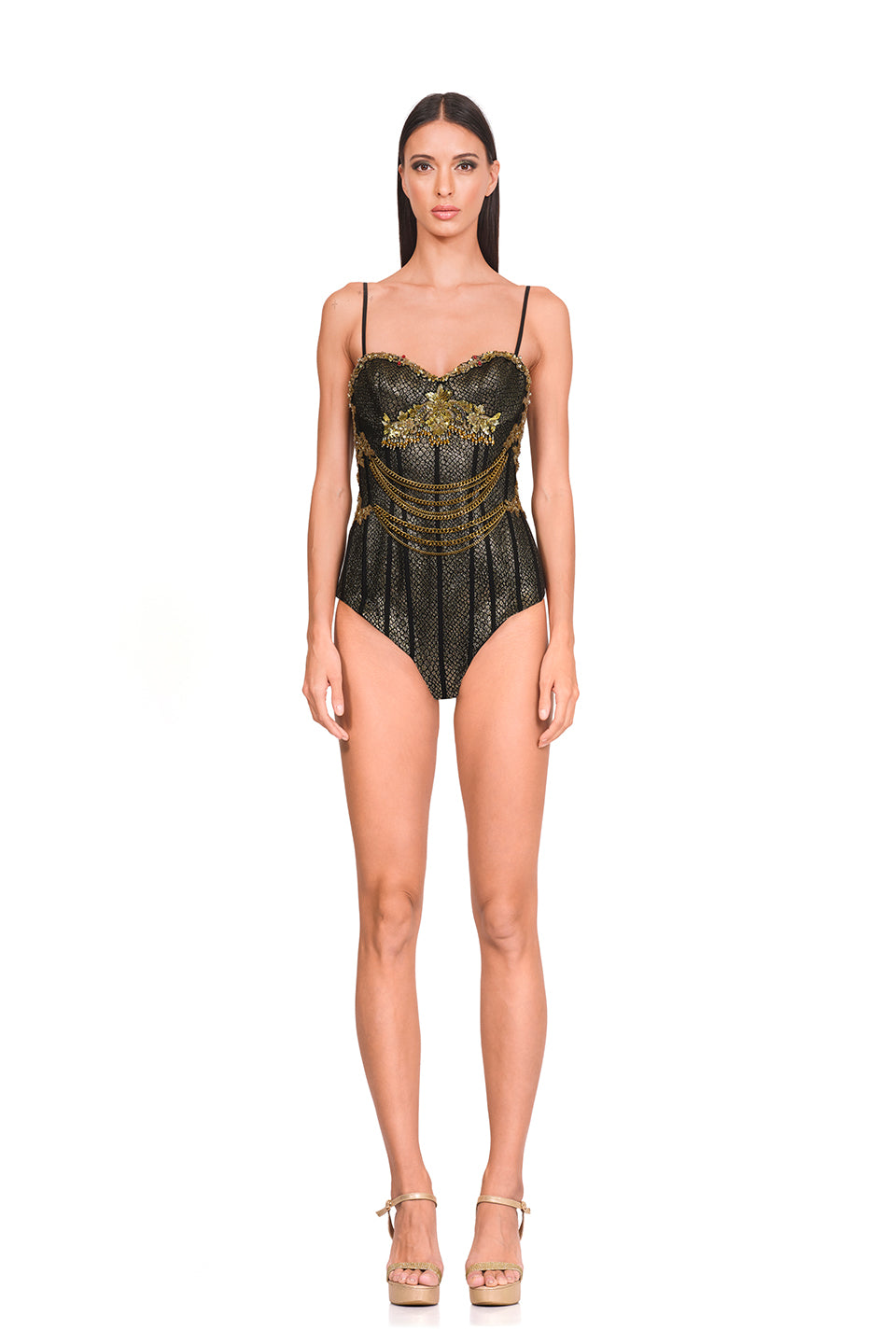 Chain detailing body suit