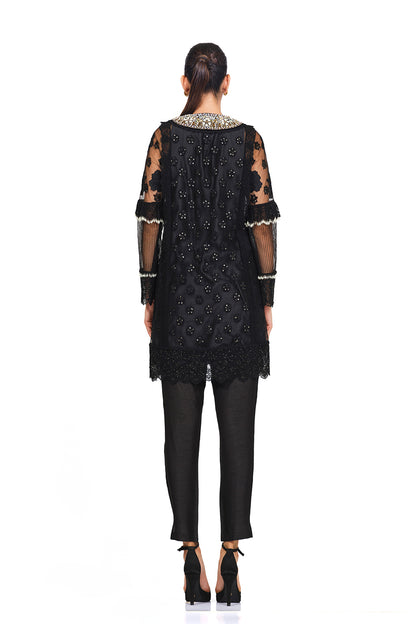 Black embellished tunic set