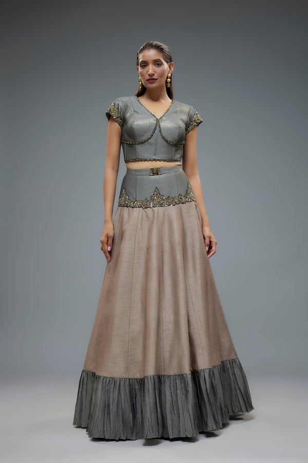 Grey Embroidered lehenga and Blouse