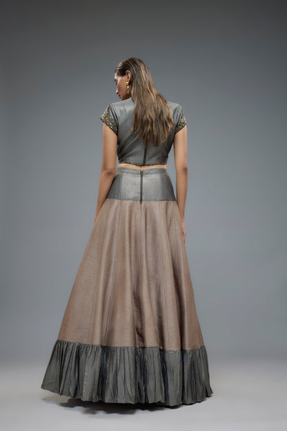 Grey Embroidered lehenga and Blouse