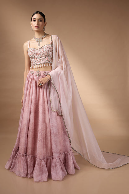 Pink Printed Lehenga set