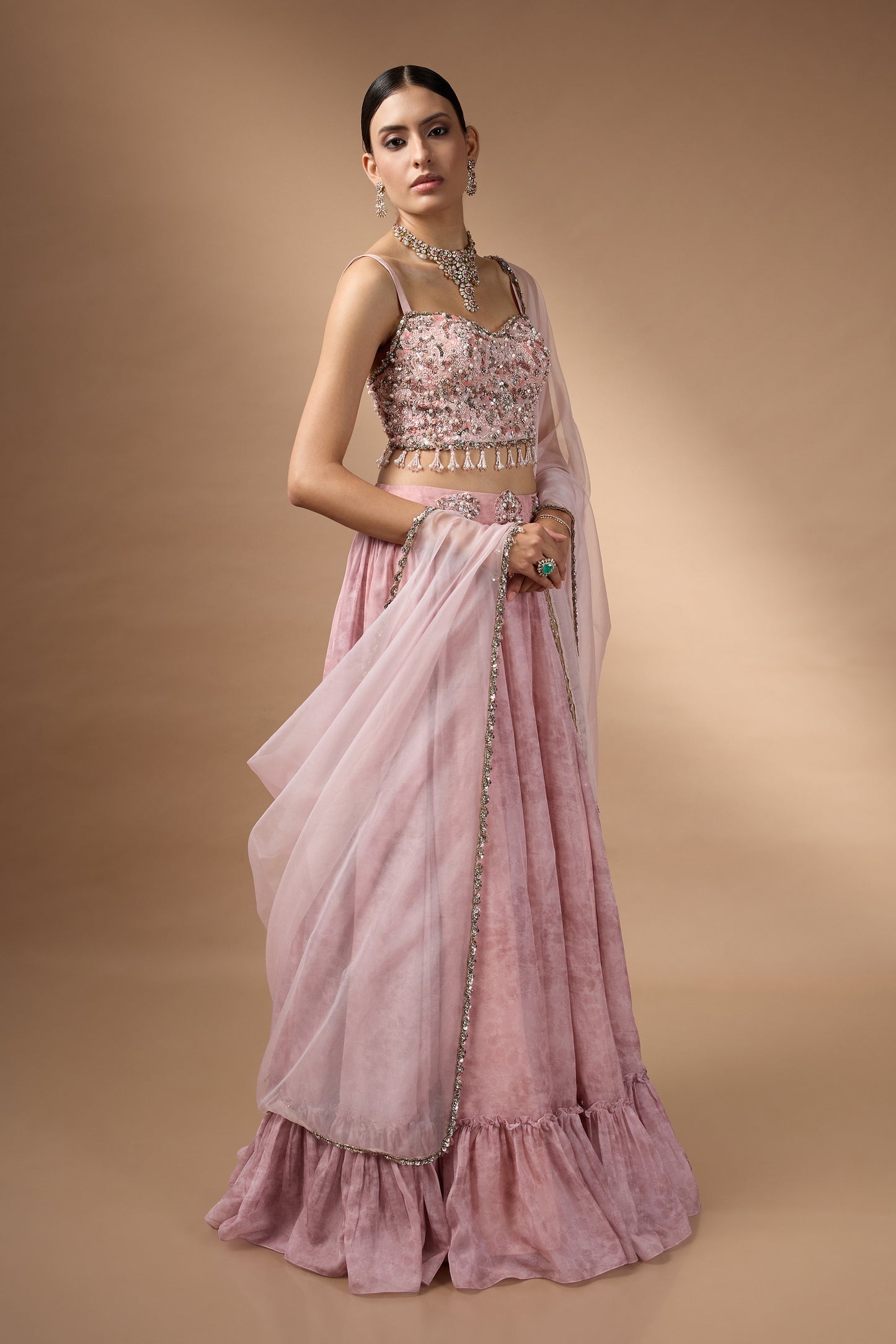 Pink Printed Lehenga set